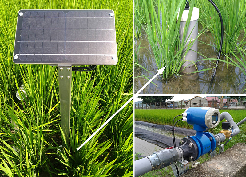 圖3、導入太陽能水位計、電子流量計等田間感測設備。