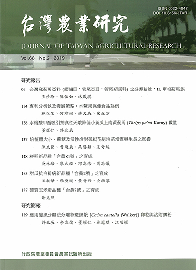 台灣農業研究（第六十八卷／第二期） 封面